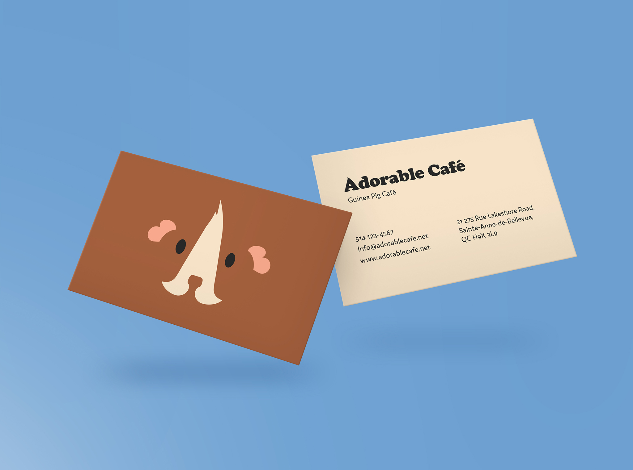 A business card showcasing a guide pig image on the front and text for the business on the back