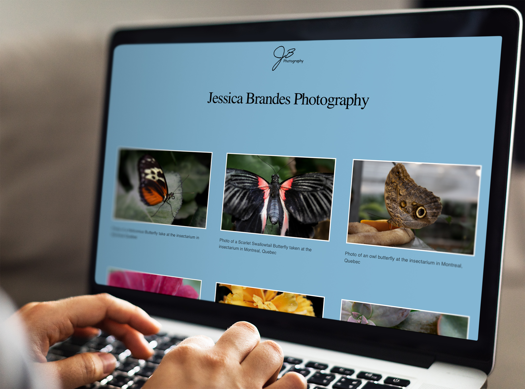 a laptop showcasing a photo gallery website 